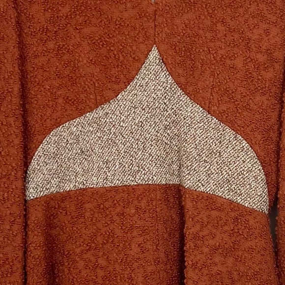 Rare vintage 60s Mod boucle rust brown a line long sleeve mini dress - Picture 8 of 14